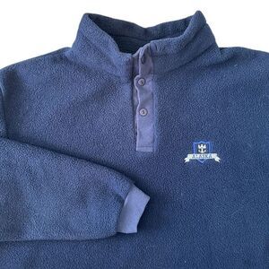Vintage‎ Ocean East Alaska Navy Blue Fleece Pullover Quarter Button Mens L / XL